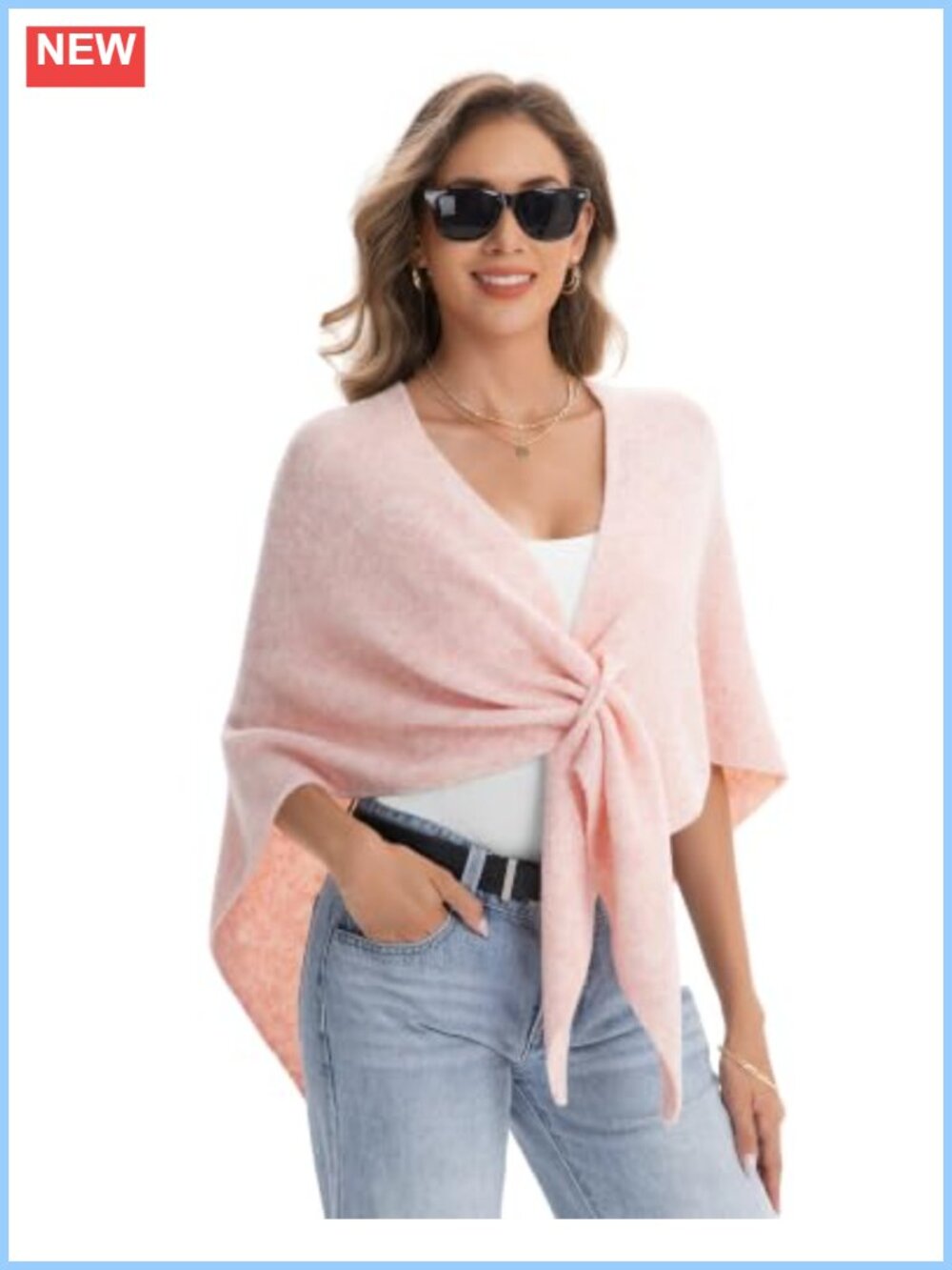 Pashmina Blend Triangle Shawl Wrap Open Front Ruana Cape Women Layering